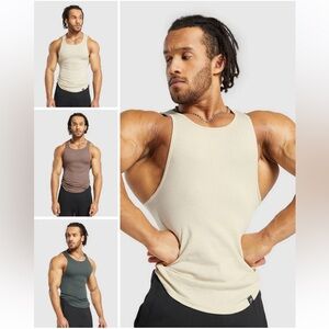 NWOT 3 Pack Gymshark Ribbed Tank L White/Green/Brown